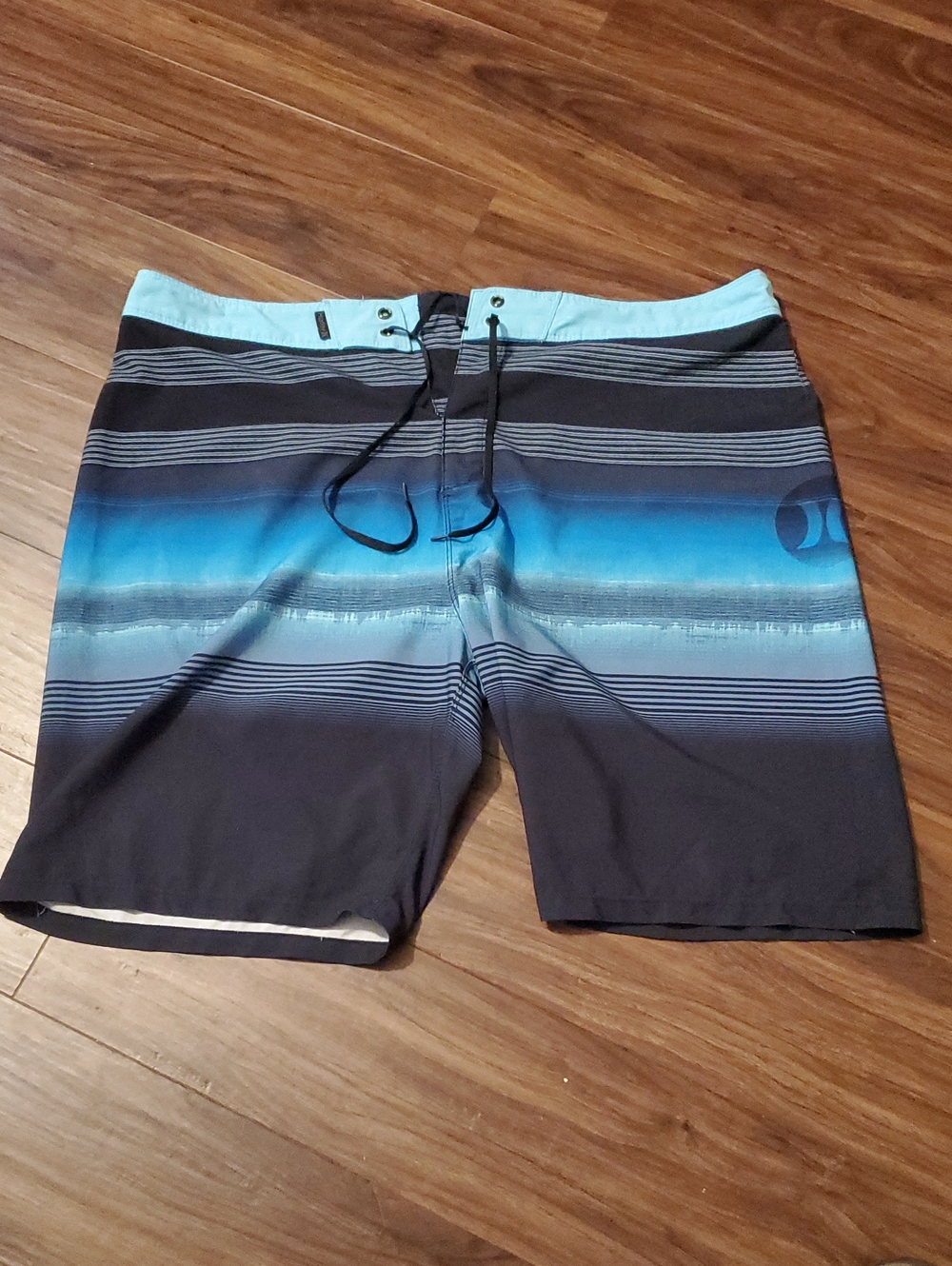 Hurley Phantom Black and Blue Gradient Stripe Boardshorts